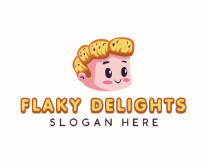 Croissant Bread Boy logo design