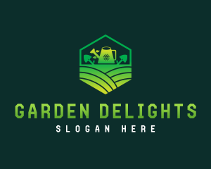 Watering Can Gardener Tools logo design