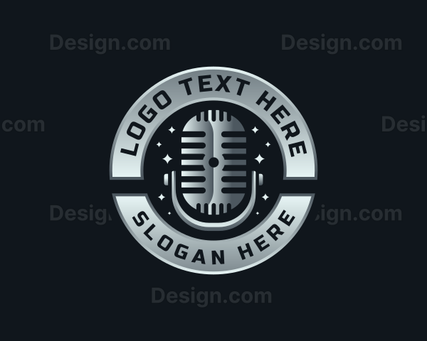 Podcast Music Microphone Logo