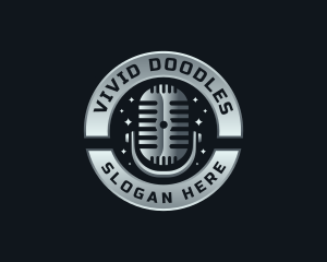 Podcast Music Microphone logo design