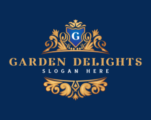 Elegant Garden Shield Crown logo design