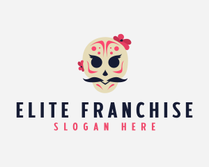 Mexican Moustache Skull Logo