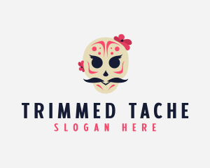 Mexican Moustache Skull logo