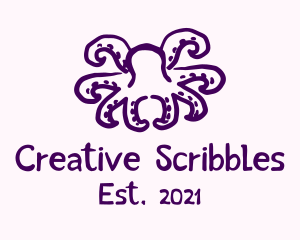 Purple Doodle Octopus logo design