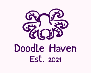 Purple Doodle Octopus logo design