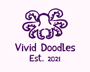 Purple Doodle Octopus logo design