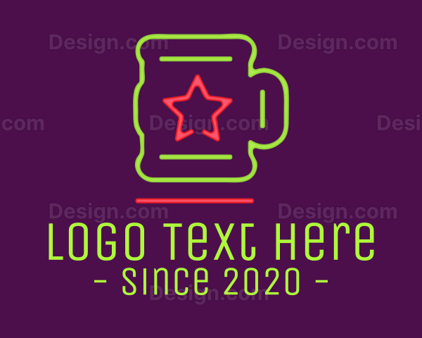 Neon Lights Star Mug Logo