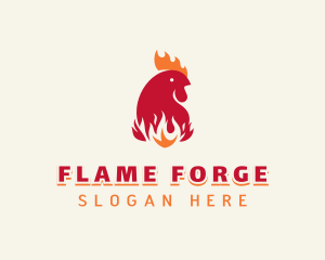 Flaming Chicken BBQ logo design