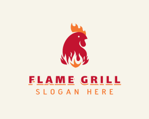 Flaming Chicken BBQ logo design