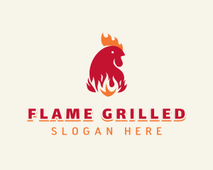 Flaming Chicken BBQ logo design