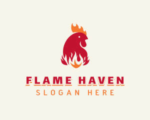 Flaming Chicken BBQ logo design