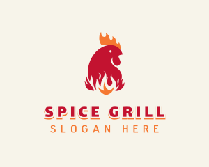 Flaming Chicken BBQ logo design