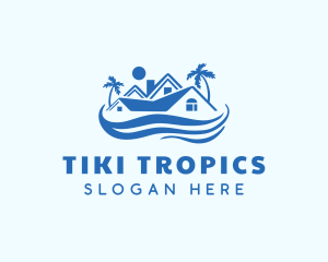 Blue Tropical House logo design