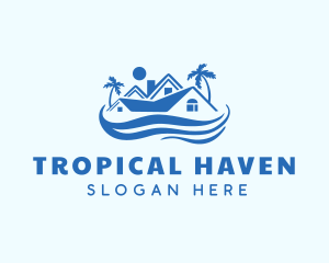 Blue Tropical House logo design