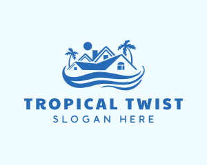 Blue Tropical House logo design