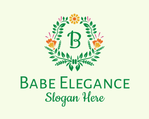 Natural Flower Wreath logo design