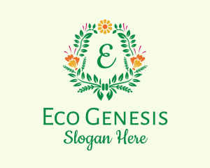 Natural Flower Wreath logo design