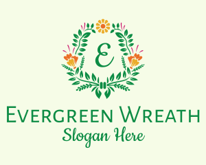 Natural Flower Wreath logo design