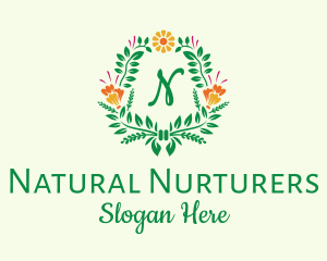 Natural Flower Wreath logo design