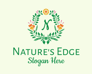 Natural Flower Wreath logo design