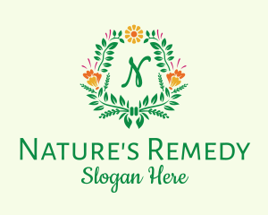 Natural Flower Wreath logo design