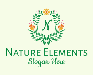 Natural Flower Wreath logo design