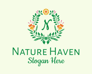 Natural Flower Wreath logo design