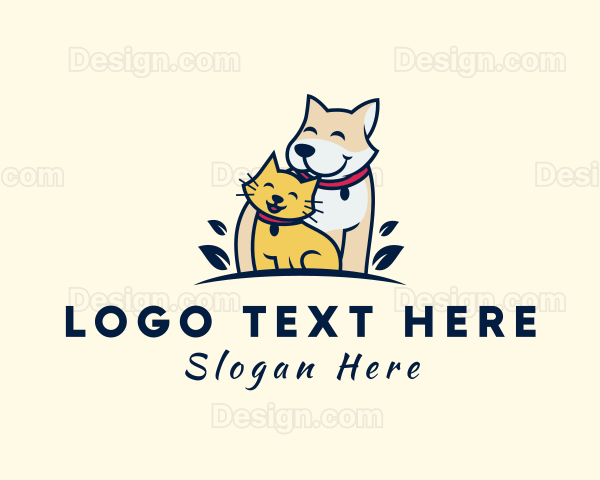 Smiling Pet Cat Dog Logo