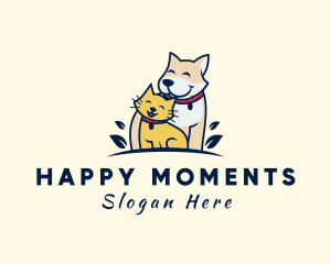 Smiling Pet Cat Dog logo design