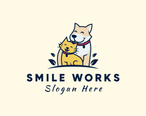 Smiling Pet Cat Dog logo design