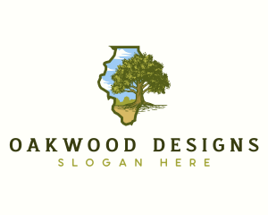 Illinois White Oak Tree logo design