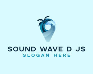 Beach Wave Pin Travel logo design