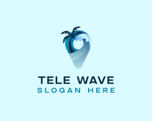 Beach Wave Pin Travel logo design