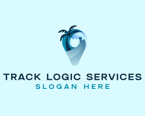 Beach Wave Pin Travel logo