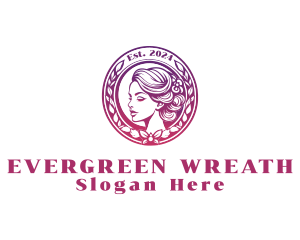 Beauty Woman Wreath Emblem logo design