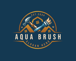 Paintbrush Hammer Renovation logo design