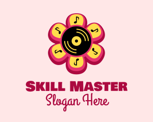 Flower Vinyl Record  logo design