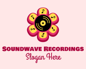 Flower Vinyl Record  logo design