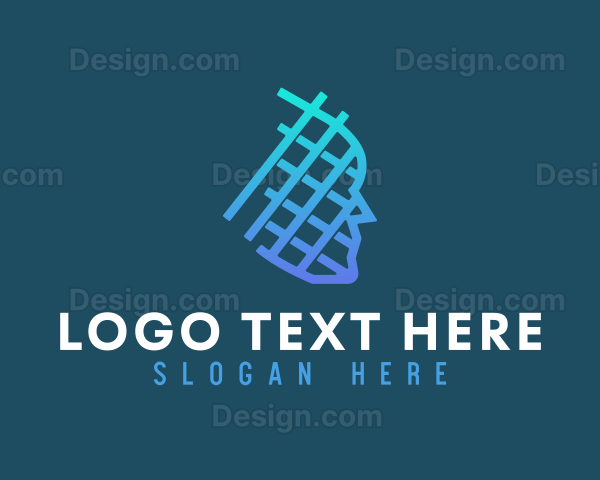 Geometric Blue Head Logo