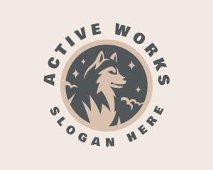 Starry Night Moon Wolf logo design