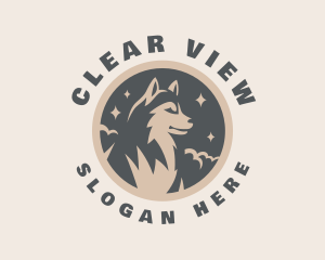 Starry Night Moon Wolf logo design