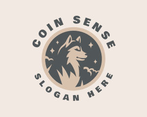 Starry Night Moon Wolf logo design