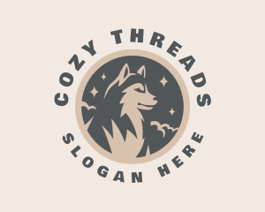 Starry Night Moon Wolf logo design