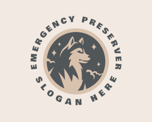 Starry Night Moon Wolf logo design