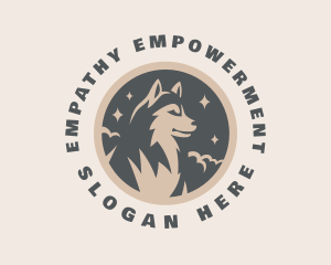 Starry Night Moon Wolf logo design