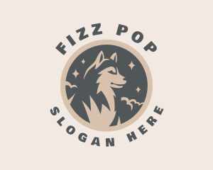 Starry Night Moon Wolf logo design