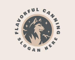 Starry Night Moon Wolf logo design