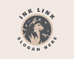 Starry Night Moon Wolf logo design