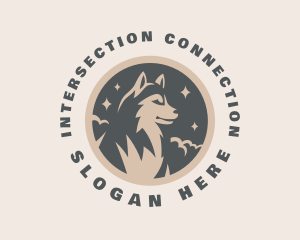 Starry Night Moon Wolf logo design