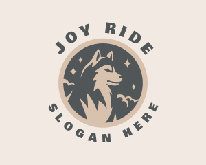 Starry Night Moon Wolf logo design